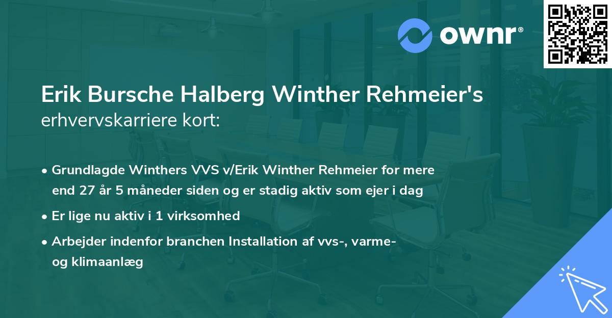 Erik Bursche Halberg Winther Rehmeier's erhvervskarriere kort