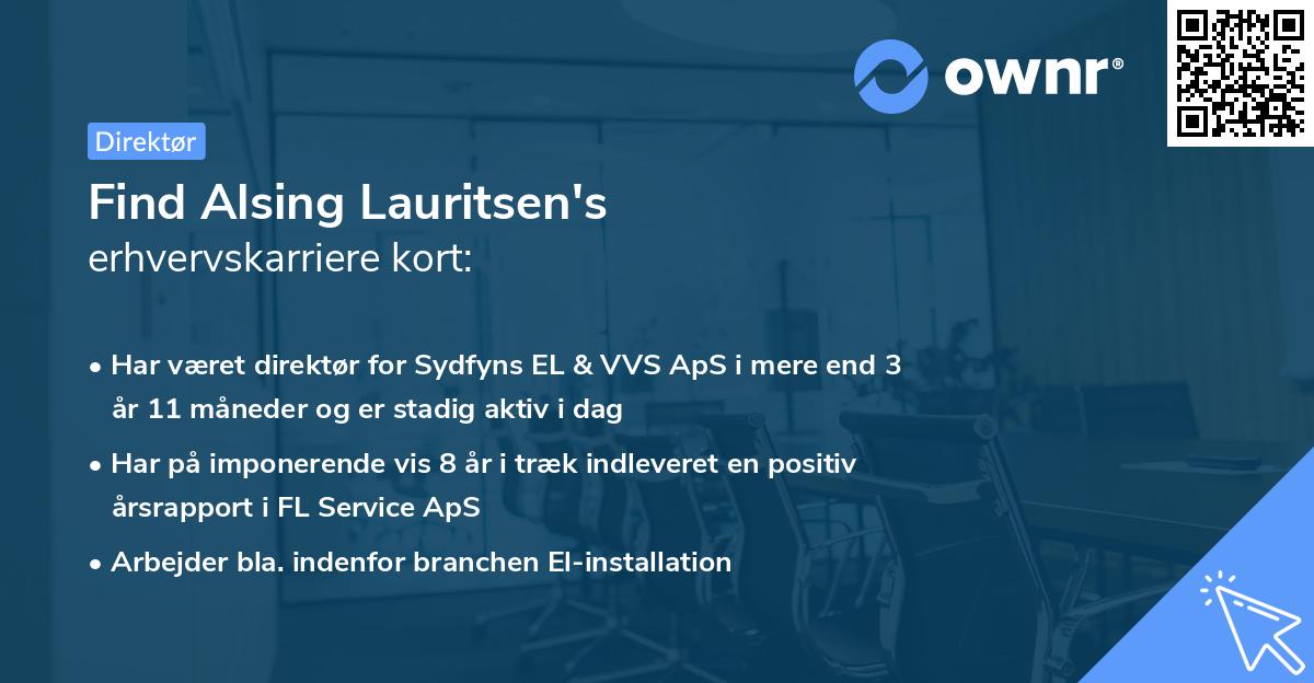 Find Alsing Lauritsen's erhvervskarriere kort