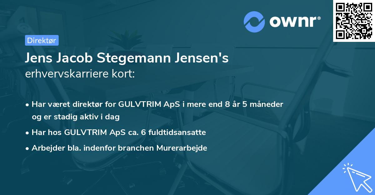 Jens Jacob Stegemann Jensen's erhvervskarriere kort