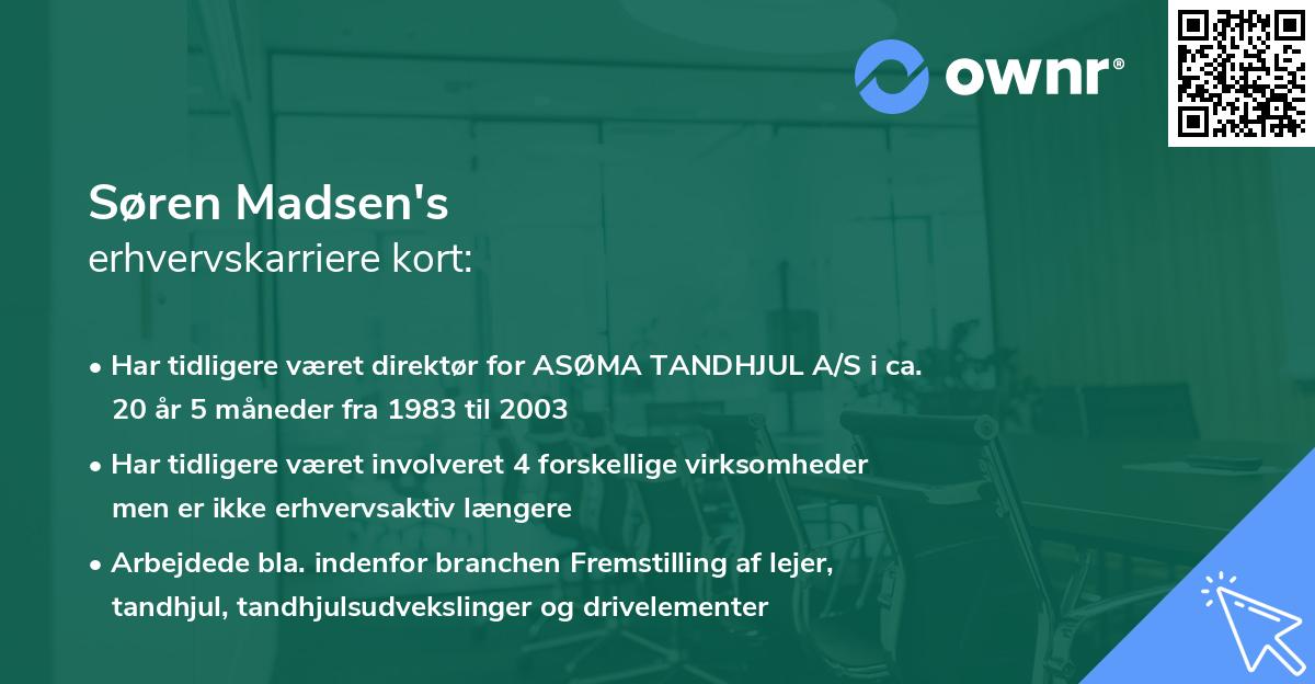 Søren Madsen's erhvervskarriere kort