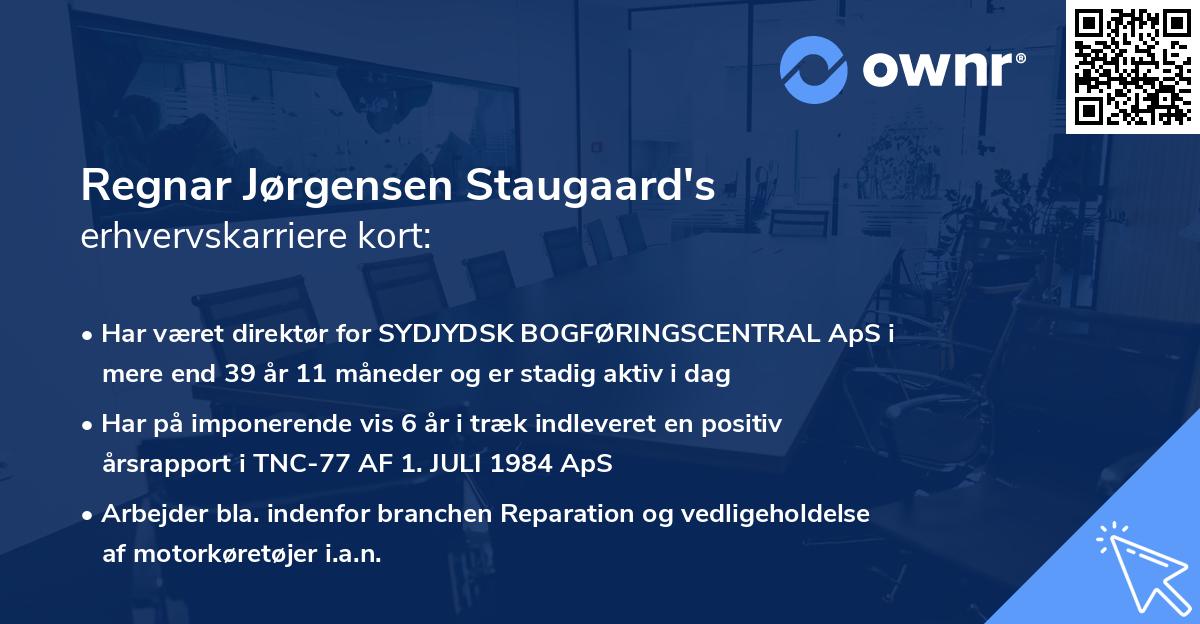 Regnar Jørgensen Staugaard's erhvervskarriere kort