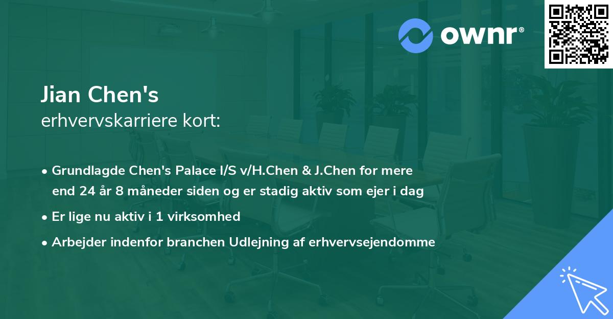 Jian Chen's erhvervskarriere kort