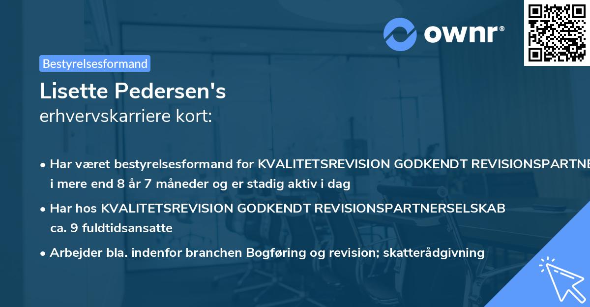 Lisette Pedersen's erhvervskarriere kort