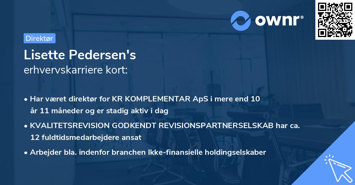 Lisette Pedersen's erhvervskarriere kort
