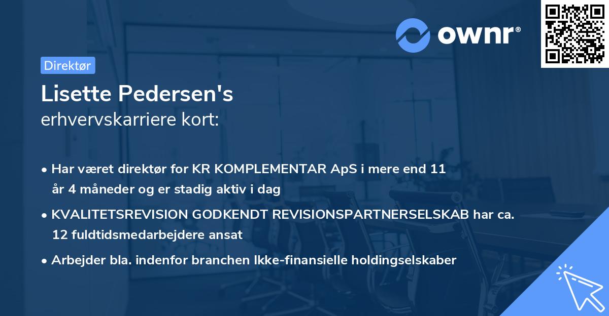 Lisette Pedersen's erhvervskarriere kort