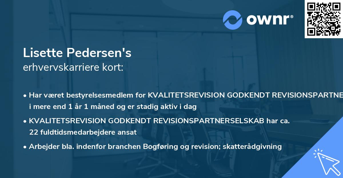 Lisette Pedersen's erhvervskarriere kort