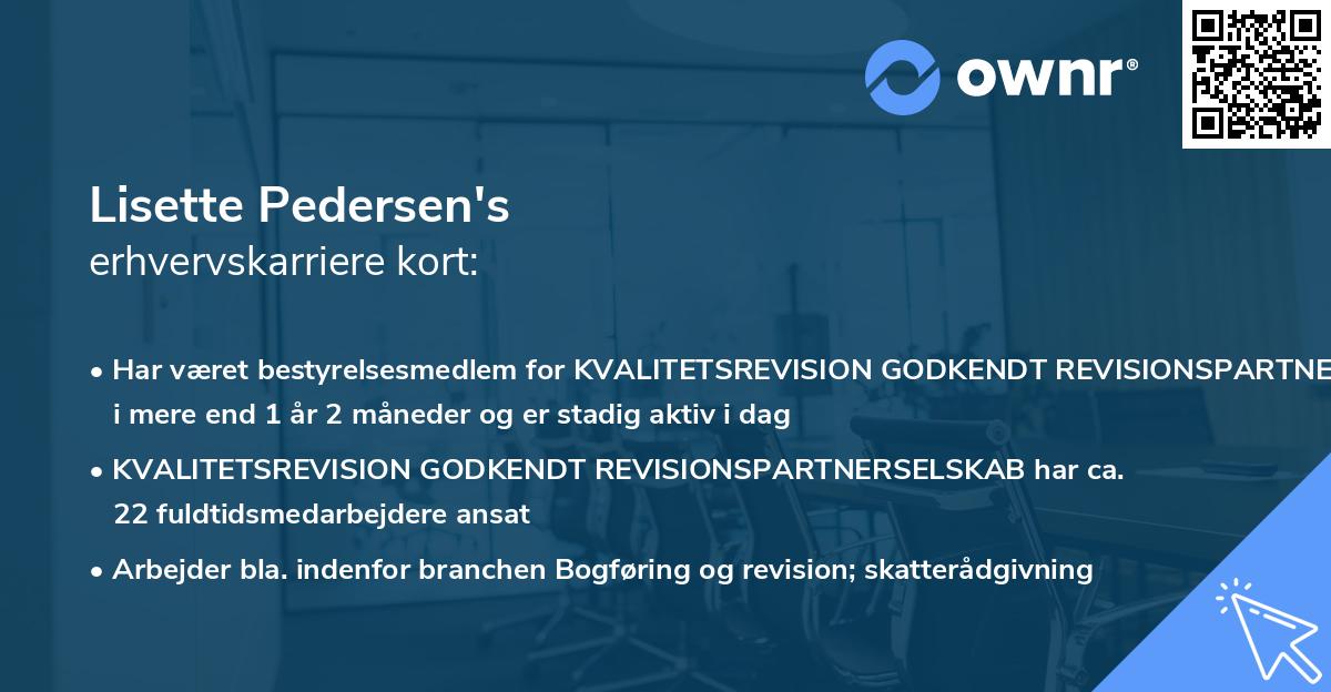 Lisette Pedersen's erhvervskarriere kort