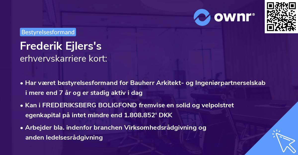 Frederik Ejlers's erhvervskarriere kort