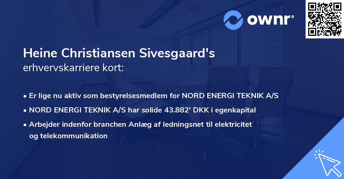 Heine Christiansen Sivesgaard's erhvervskarriere kort