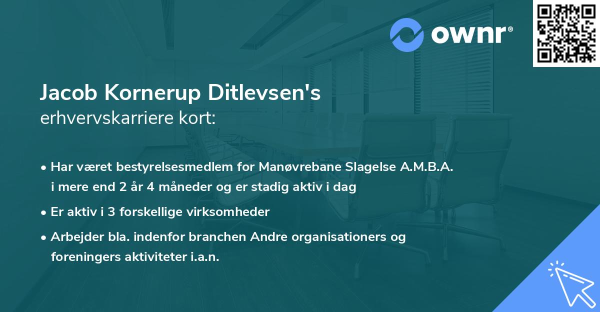 Jacob Kornerup Ditlevsen's erhvervskarriere kort