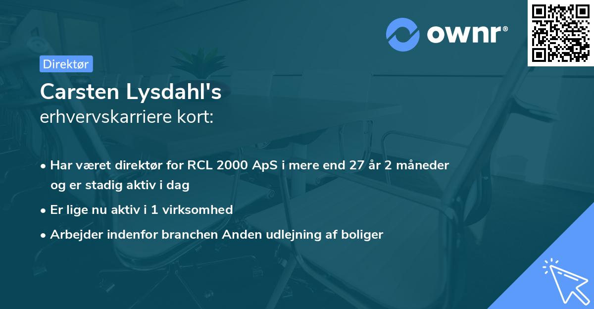 Carsten Lysdahl's erhvervskarriere kort