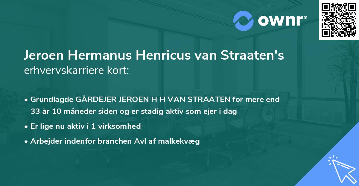 Jeroen Hermanus Henricus van Straaten's erhvervskarriere kort