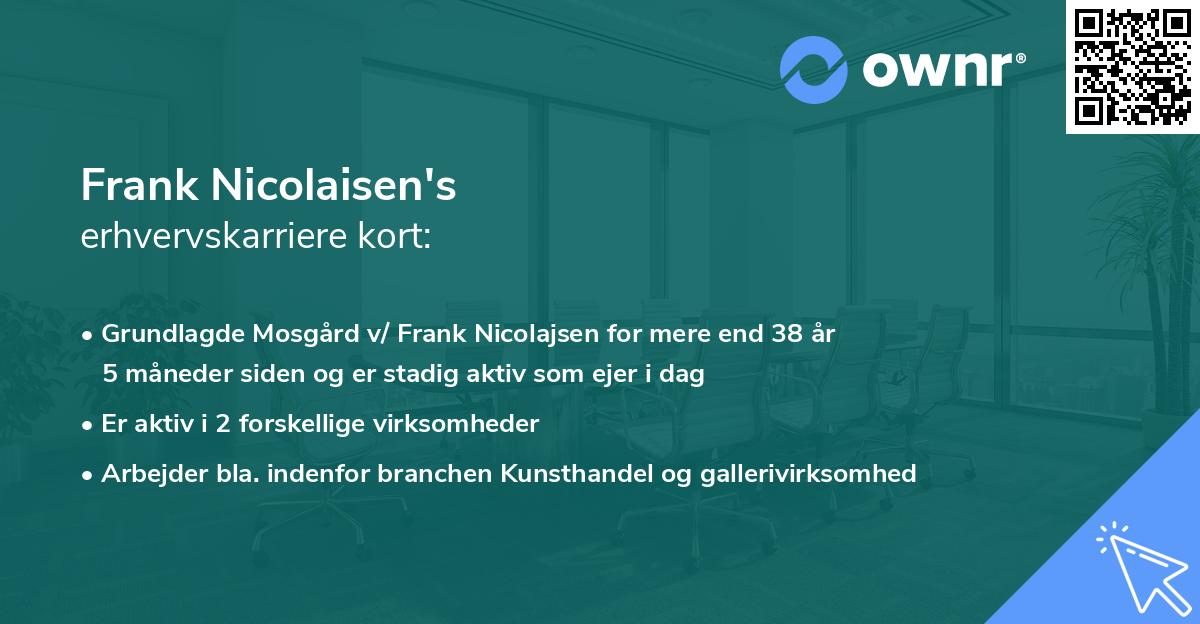 Frank Nicolaisen's erhvervskarriere kort