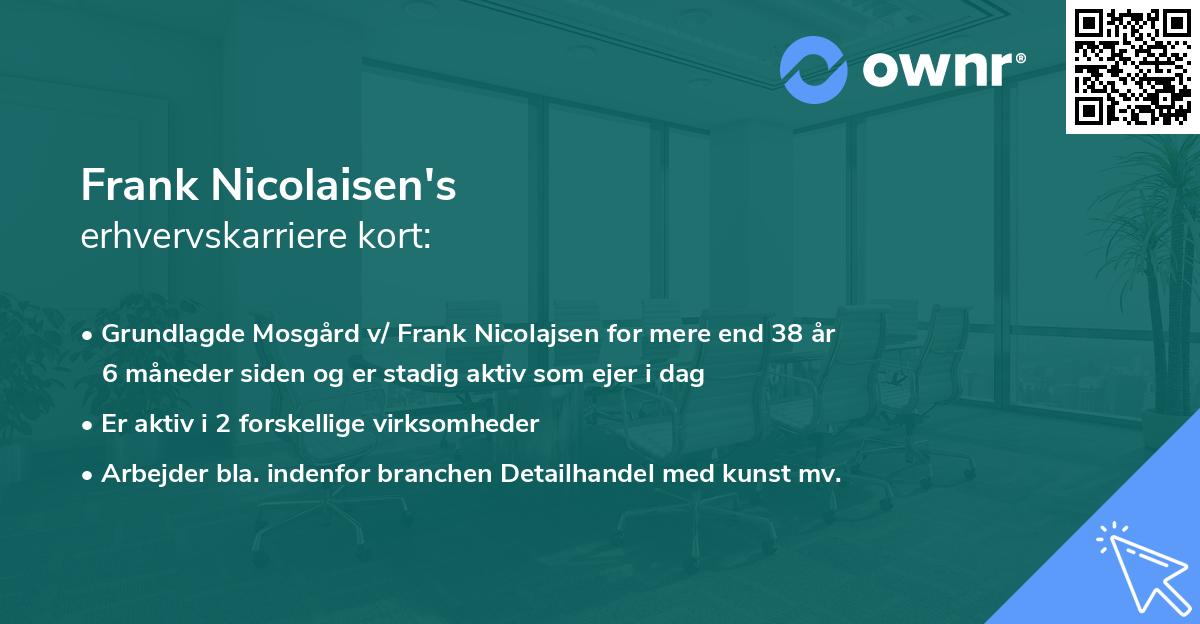 Frank Nicolaisen's erhvervskarriere kort