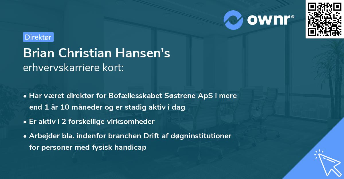 Brian Christian Hansen's erhvervskarriere kort