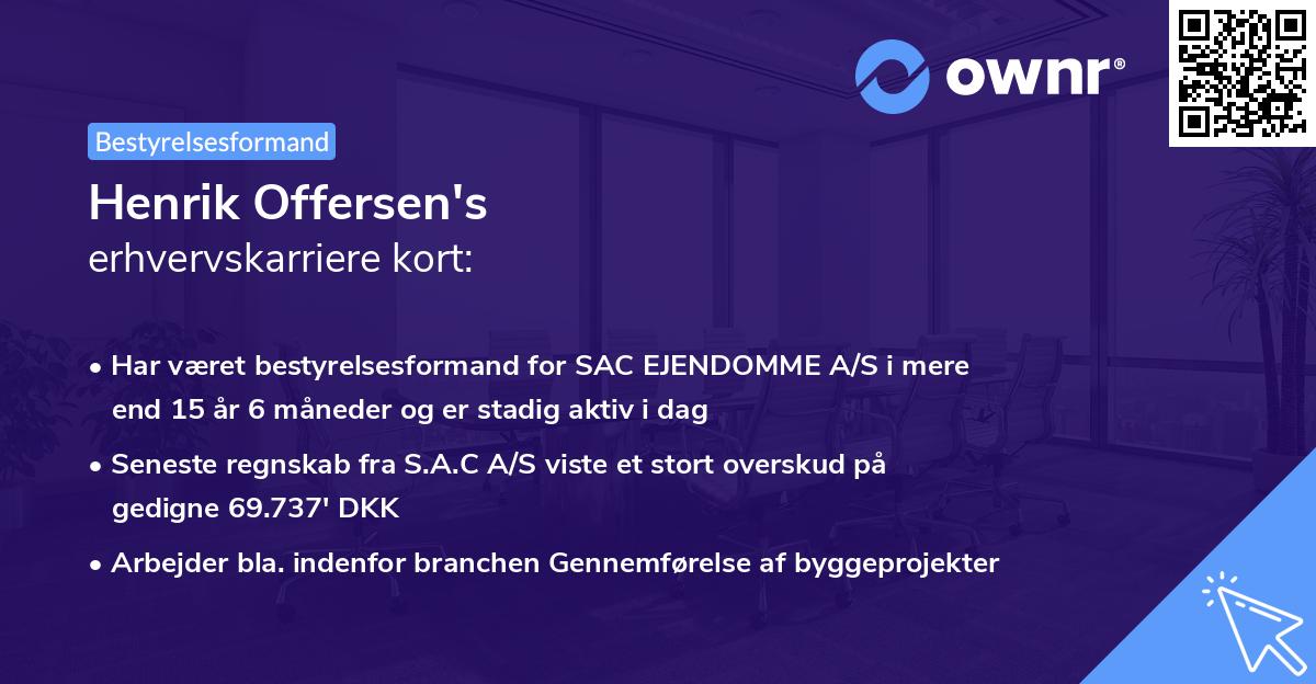 Henrik Offersen's erhvervskarriere kort