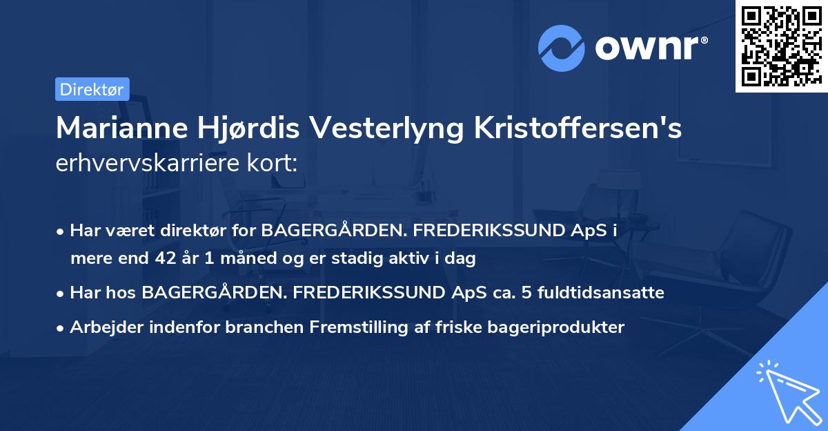 Marianne Hjørdis Vesterlyng Kristoffersen's erhvervskarriere kort