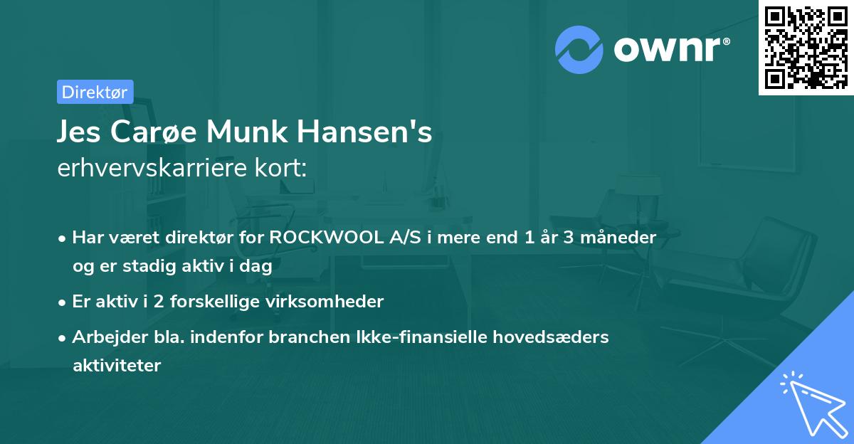 Jes Carøe Munk Hansen's erhvervskarriere kort