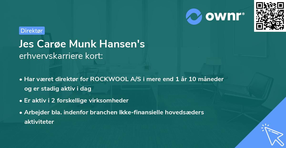 Jes Carøe Munk Hansen's erhvervskarriere kort