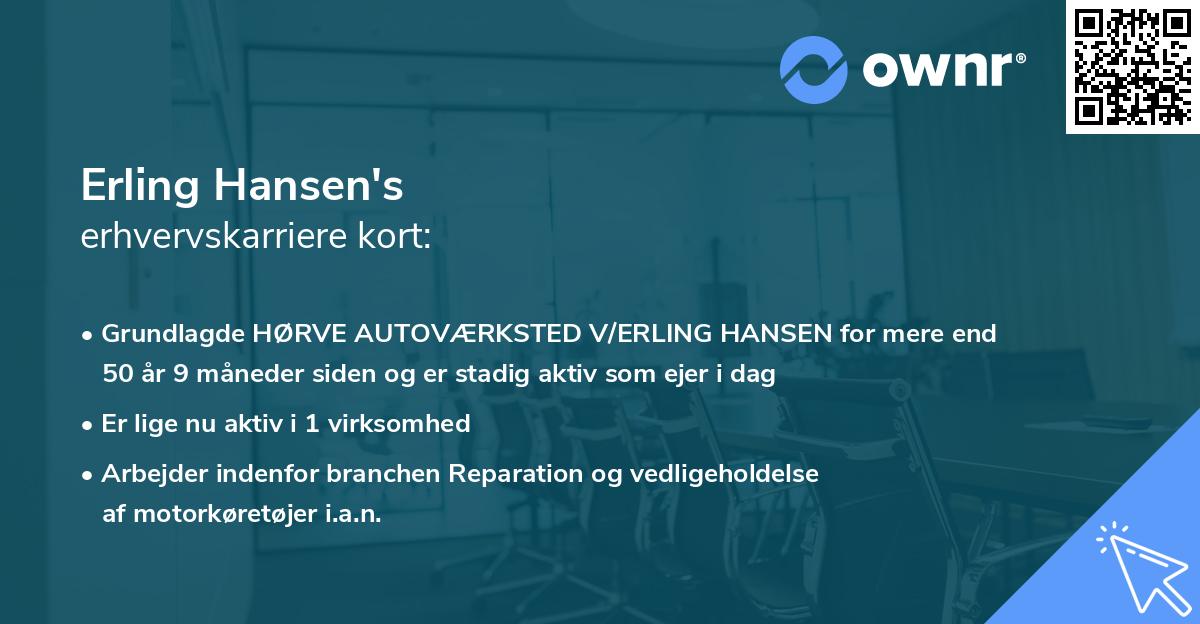 Erling Hansen's erhvervskarriere kort