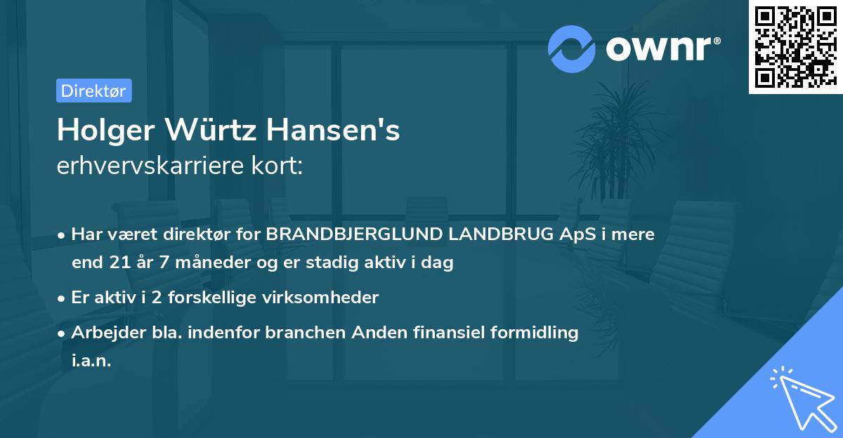 Holger Würtz Hansen's erhvervskarriere kort
