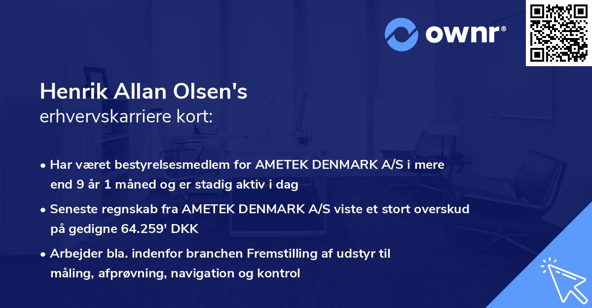 Henrik Allan Olsen's erhvervskarriere kort