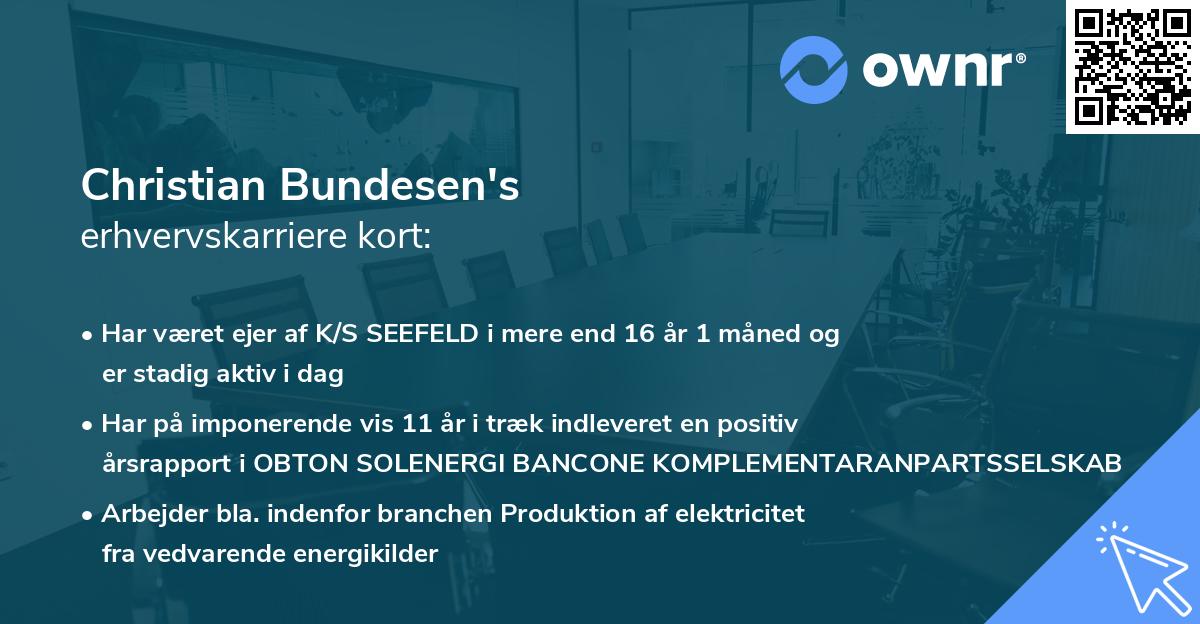 Christian Bundesen's erhvervskarriere kort