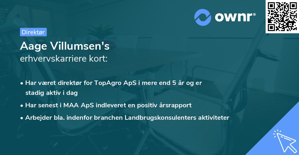 Aage Villumsen's erhvervskarriere kort