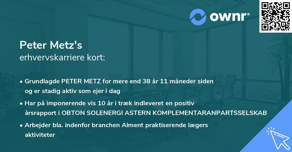 Peter Metz's erhvervskarriere kort