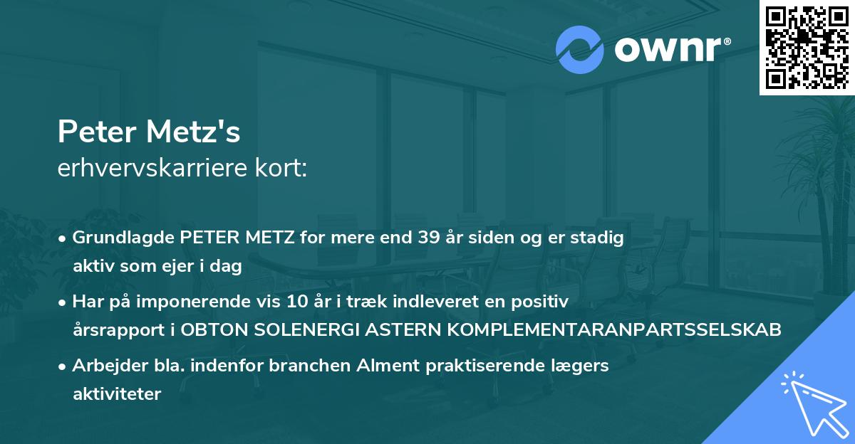 Peter Metz's erhvervskarriere kort