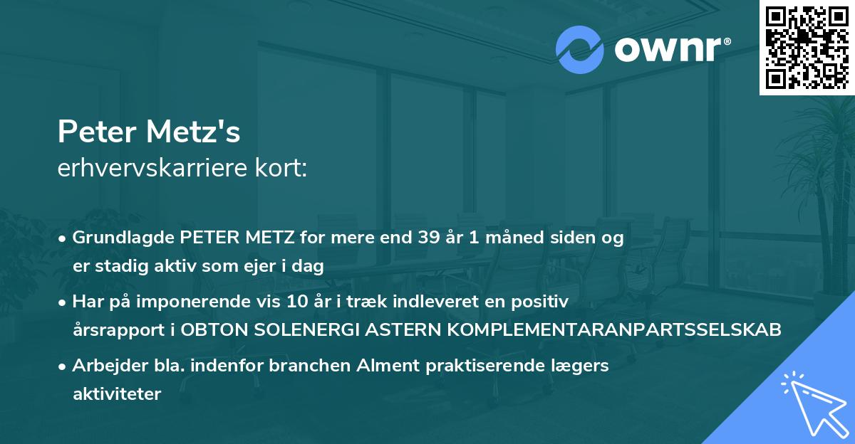 Peter Metz's erhvervskarriere kort