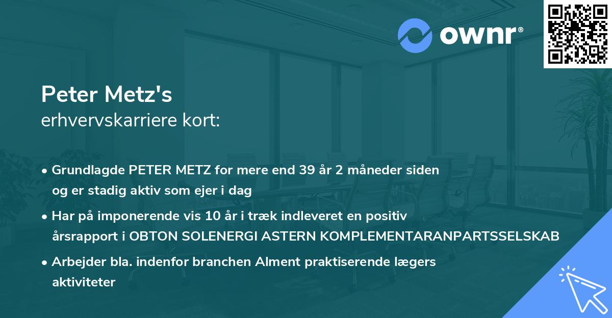 Peter Metz's erhvervskarriere kort