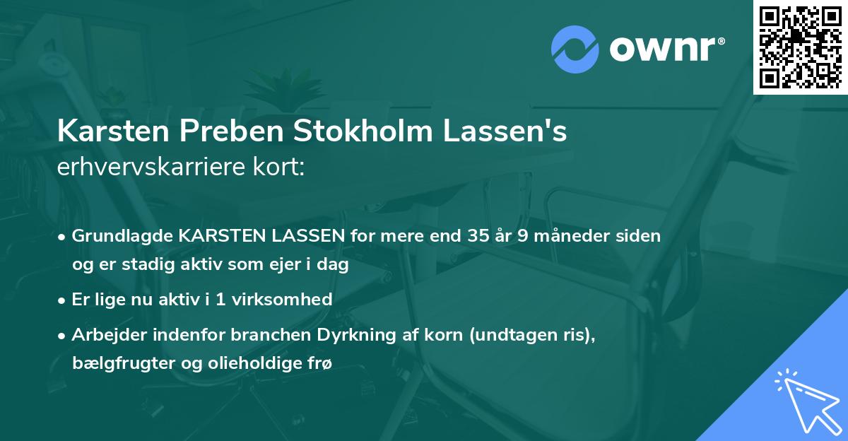 Karsten Preben Stokholm Lassen's erhvervskarriere kort