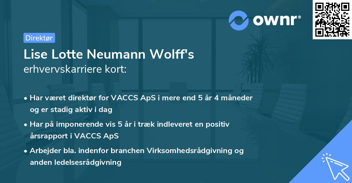 Lise Lotte Neumann Wolff's erhvervskarriere kort