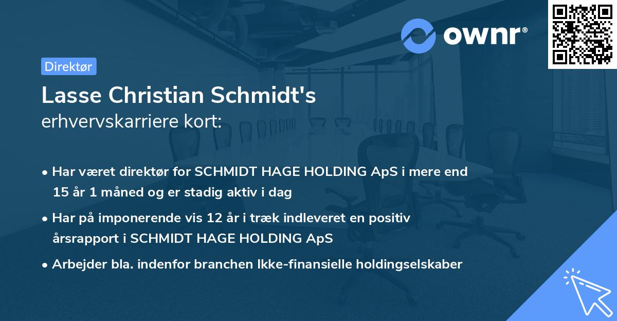 Lasse Christian Schmidt's erhvervskarriere kort