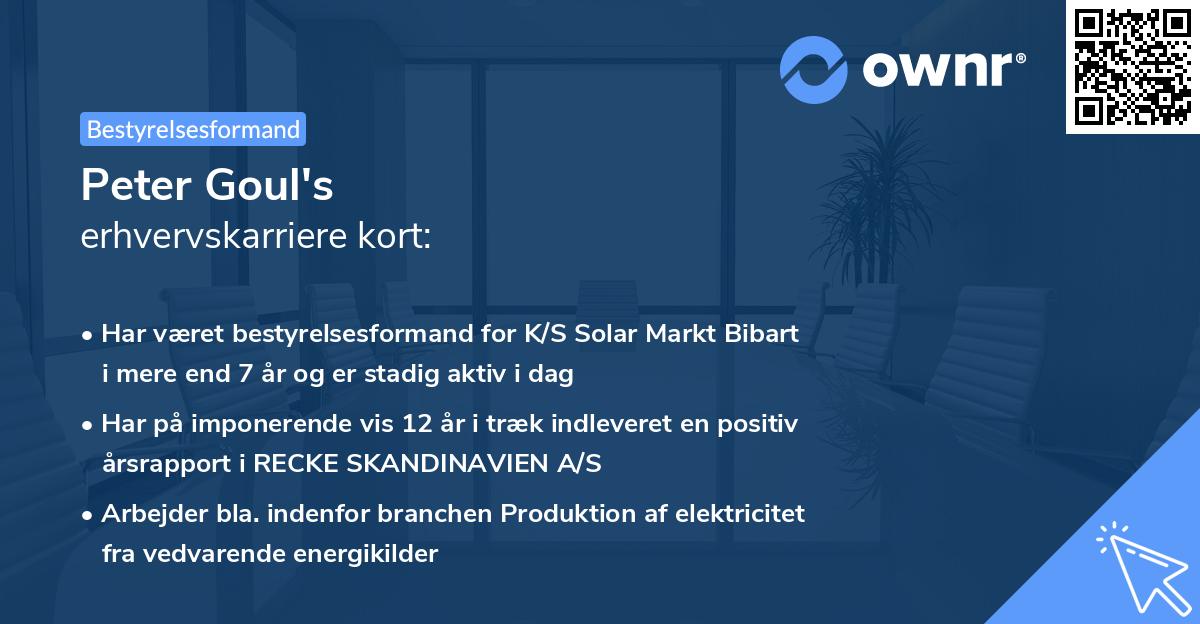 Peter Goul's erhvervskarriere kort