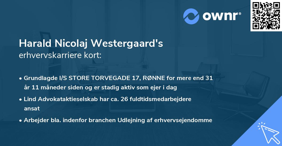 Harald Nicolaj Westergaard's erhvervskarriere kort