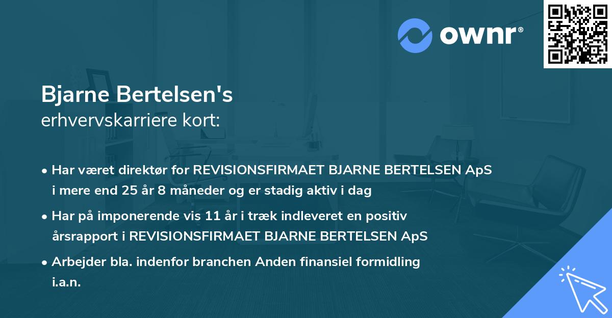Bjarne Bertelsen's erhvervskarriere kort