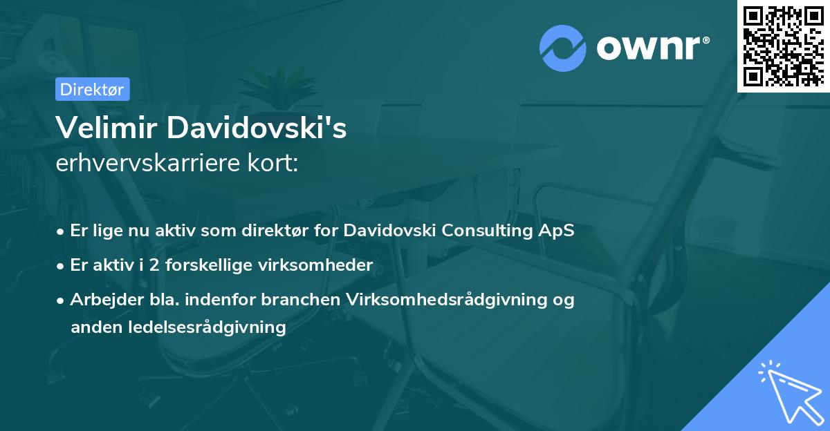 Velimir Davidovski's erhvervskarriere kort