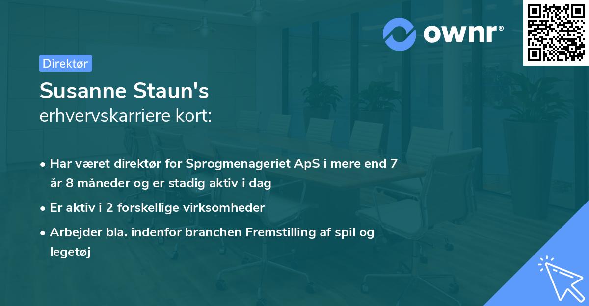 Susanne Staun's erhvervskarriere kort
