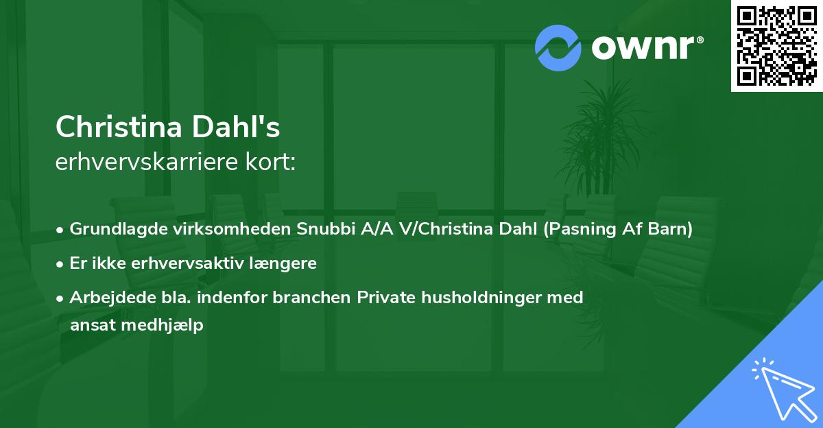 Christina Dahl's erhvervskarriere kort