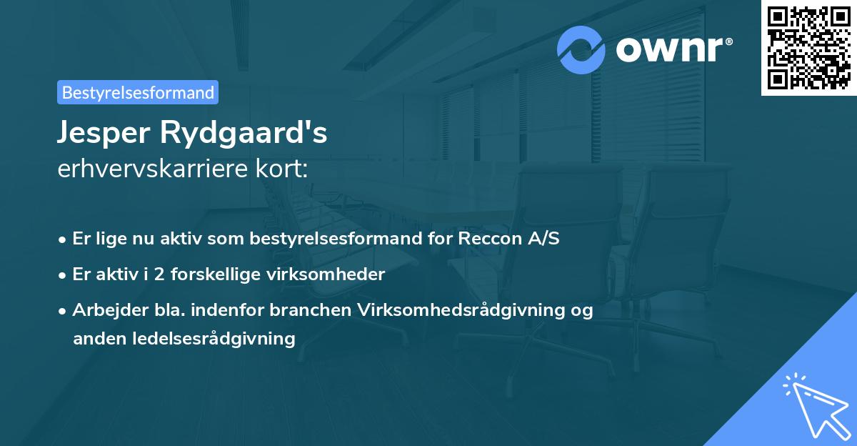 Jesper Rydgaard's erhvervskarriere kort