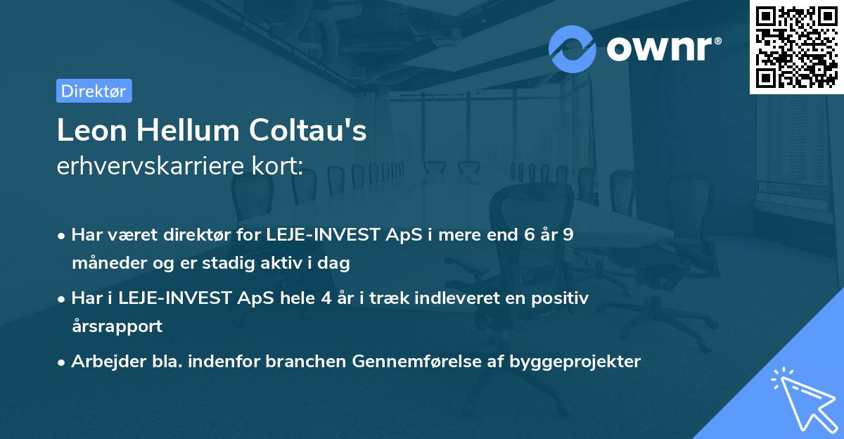 Leon Hellum Coltau's erhvervskarriere kort