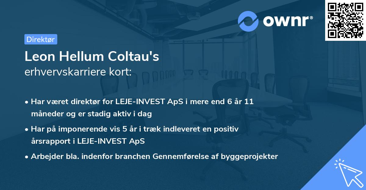 Leon Hellum Coltau's erhvervskarriere kort