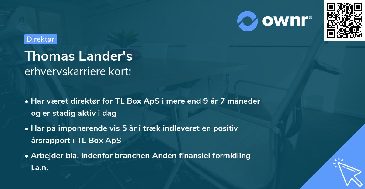 Thomas Lander's erhvervskarriere kort