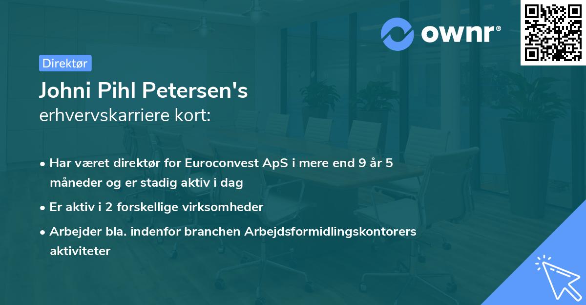 Johni Pihl Petersen's erhvervskarriere kort