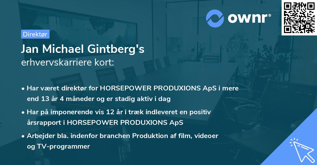 Jan Michael Gintberg's erhvervskarriere kort
