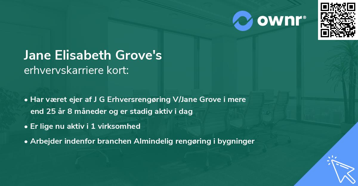 Jane Elisabeth Grove's erhvervskarriere kort