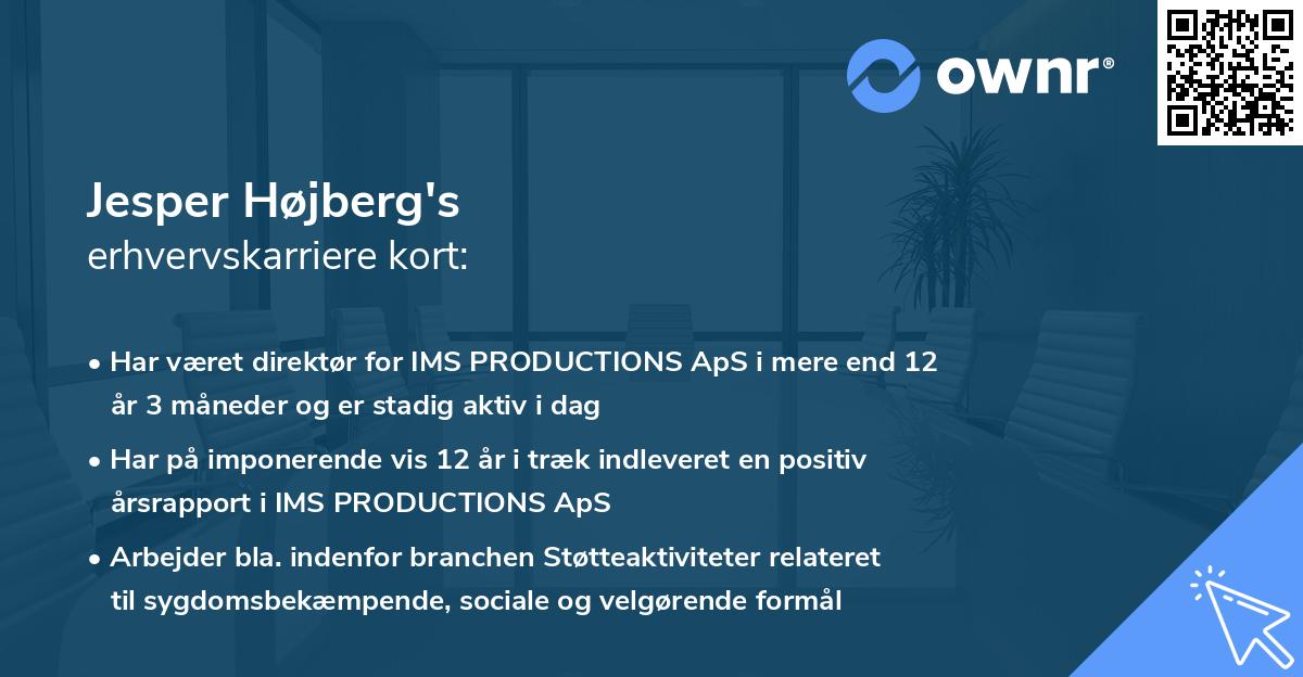 Jesper Højberg's erhvervskarriere kort