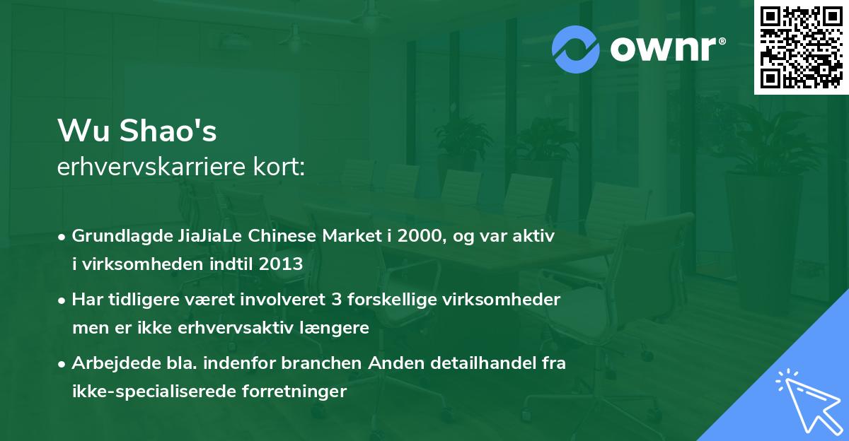 Wu Shao's erhvervskarriere kort